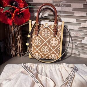 Tory Burch Brown and Cream Tote Bag
